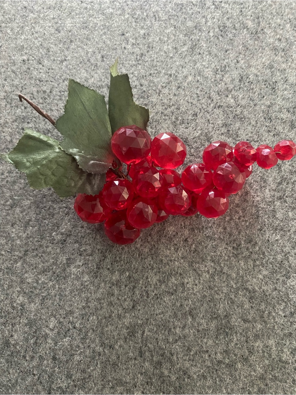 Vintage lucite grape cluster faceted 5" red MCM mid century modern home decor